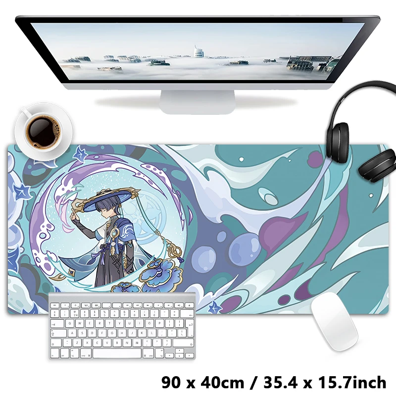 Natlan Mualani Mavuika Furina Neuvillette Wanderer Raiden XXL Large GS Impact Mouse Pad Non-slip Keyboard Desk Mat Mousepad