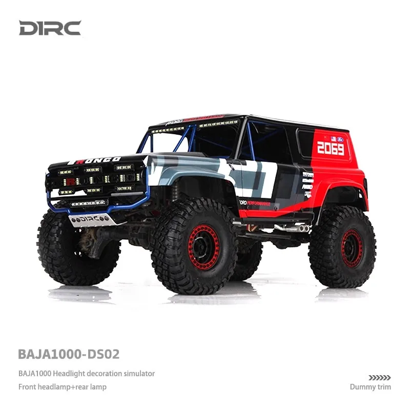 D1RC TRX4 Baha BAJA1000 Rohrrahmen aus Titanlegierung, spezielle Frontscheinwerfer-Autoschale, Simulationskomponente