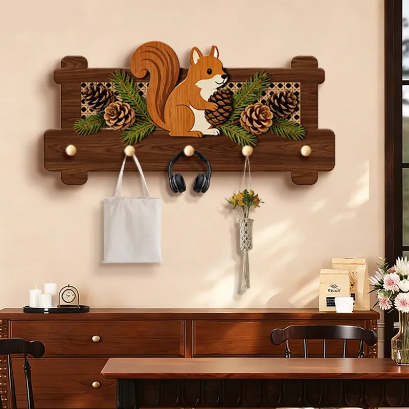 Antique Creative Wall Hanging Hook Storage Rack Entrance Hole Board Hanger for Pictures and Decorative Wall Mount Organizer