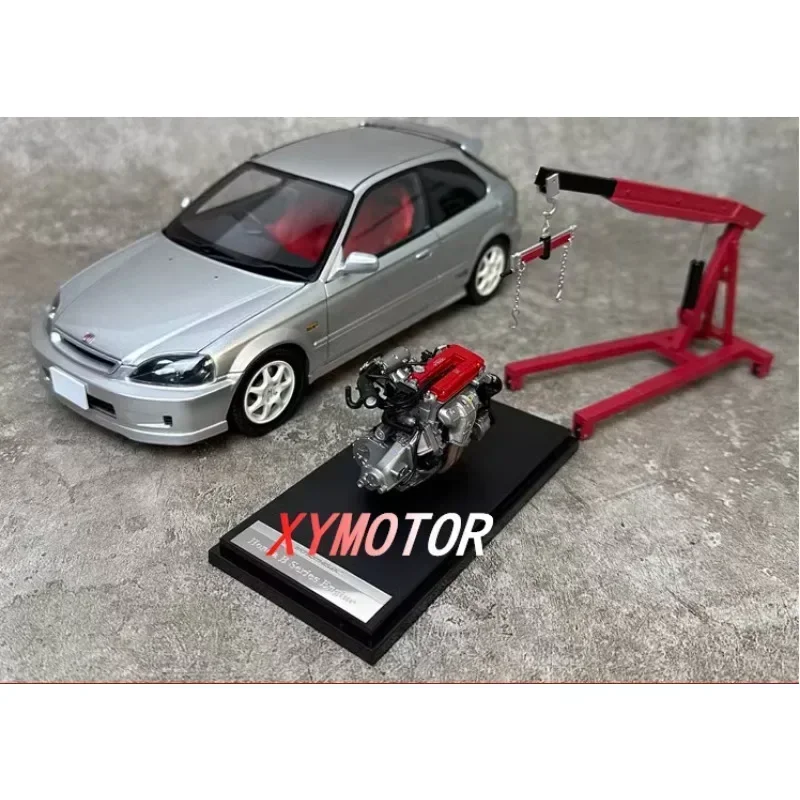 MOTORHELIX 1:18 For Honda Civic Type R EK9-120 Alloy Diecast Model Car Gifts Display Collection Red black cover/Black/Silver