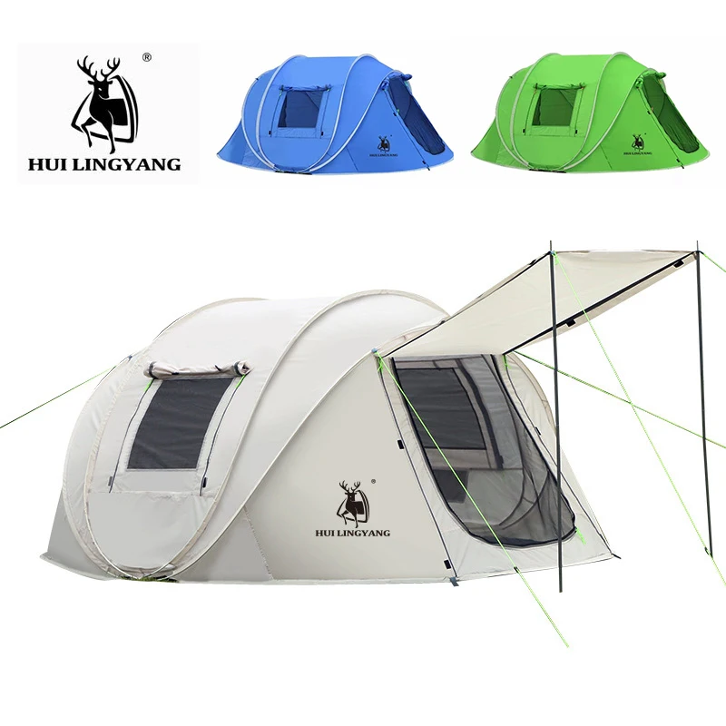 HUI LING YANG-Fully Automatic Pop Up Throw Tent, Waterproof Sunscreen, Large Space, Family Outdoor Camping Equipment, 5-8Persons