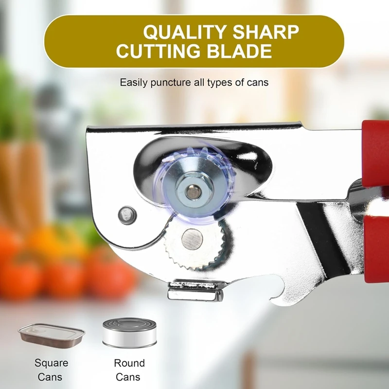 Commercial Can Opener, Stainless Steel Heavy Duty Manual Hand Crank Can Opener, Large Handheld Smooth Can Open Easy Retail
