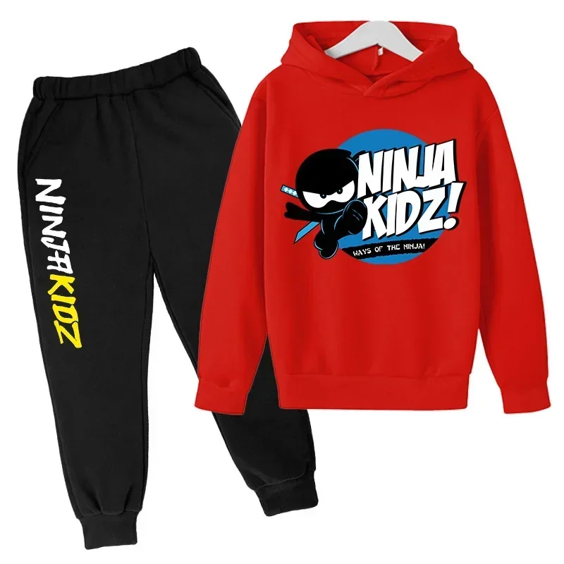 

Ninja Kidz Boys' Spring and Autumn Hoodie and CuHK Children's Ninja Boy Cartoon Long Sleeve Top and Sports Ankle Sweatpants Suit