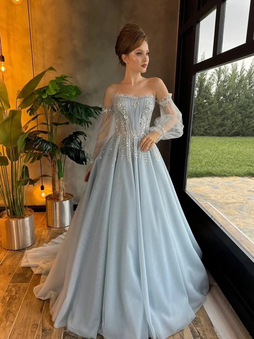 

Elegant Mermaid Gown Wedding Dresses Shiny Pearl Aqqlique Evening Dresses Special Occasion Gown Vestido De Noiva Customized