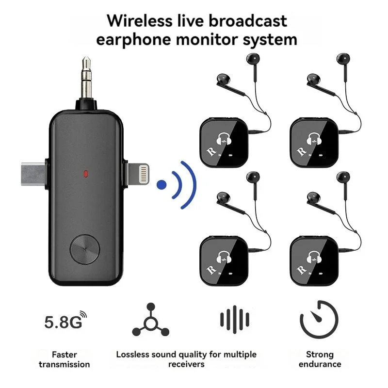 Wireless Monitor System Bluetooth Headset Audio Transmitter Receiver Automatic 5.8G Wireless in Ear Monitor Earphone Stage