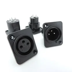 3Pin XLR power connector male female Straight socket Panel Mounted Chassis Square Shape MIC microphone audio cable connecting E