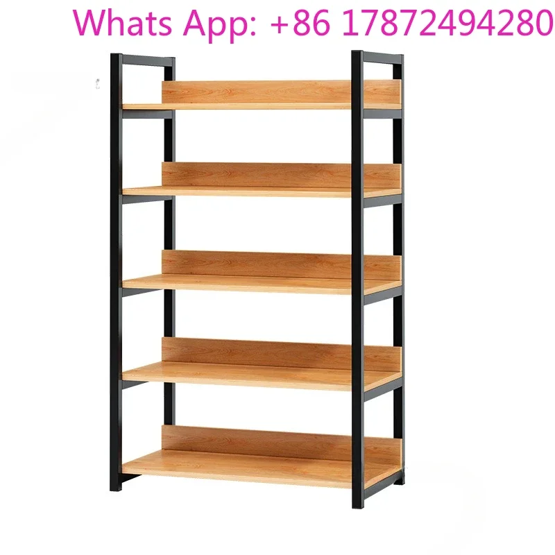 Nordic Wrought Iron Bookshelf for Living Room Furniture Modern Minimalist Metal Cabinet      Wood Shelving Student Bookcase