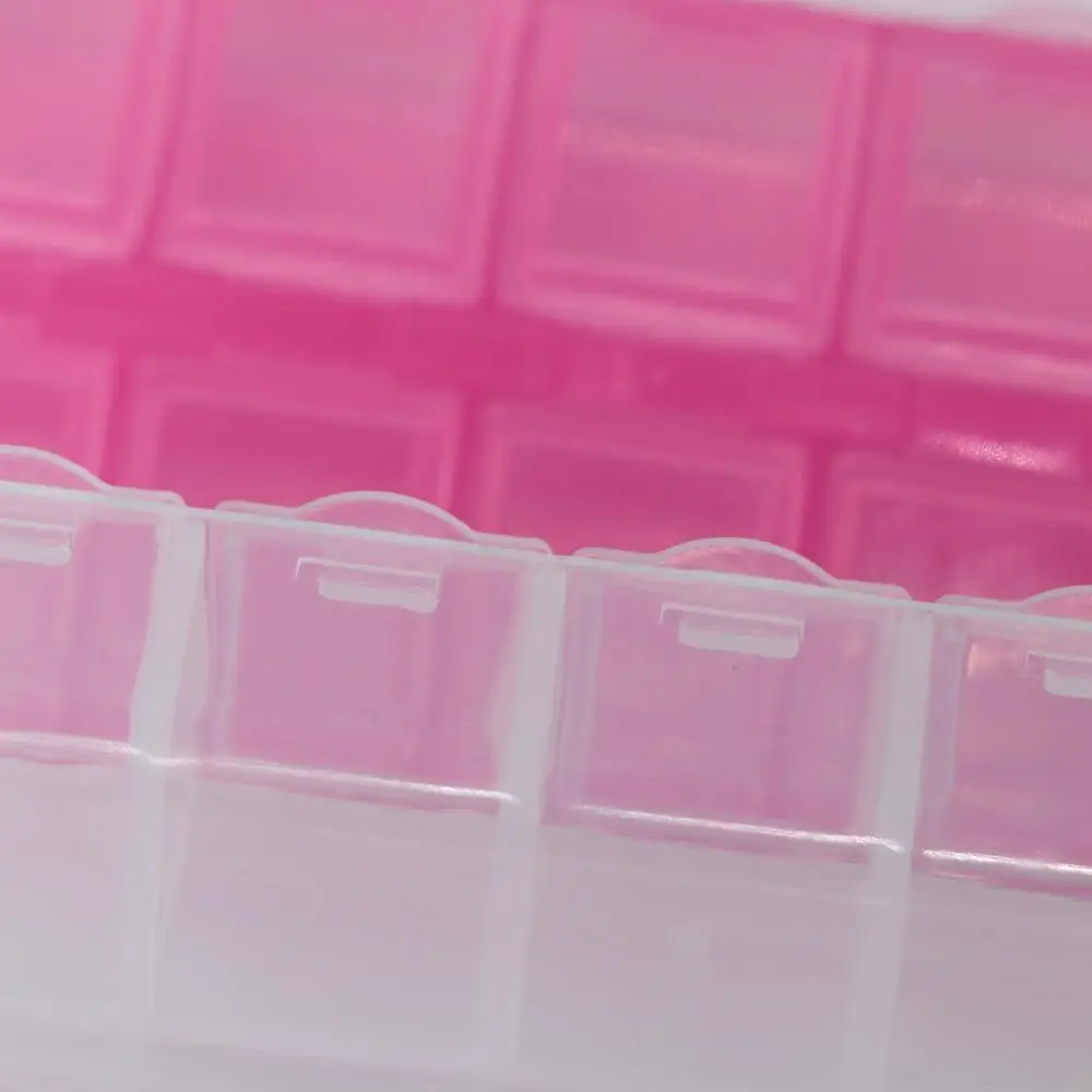 Упаковочный инструмент, прозрачный органайзер для бусин, розовая пластиковая пластиковая коробка-органайзер, прямоугольная прозрачная шкатулка для драгоценностей для девочек