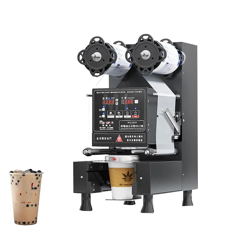 Convenient Fast Automatic Milk Tea Sealing Machine Plastic Round Cup Sealing Lid Machine