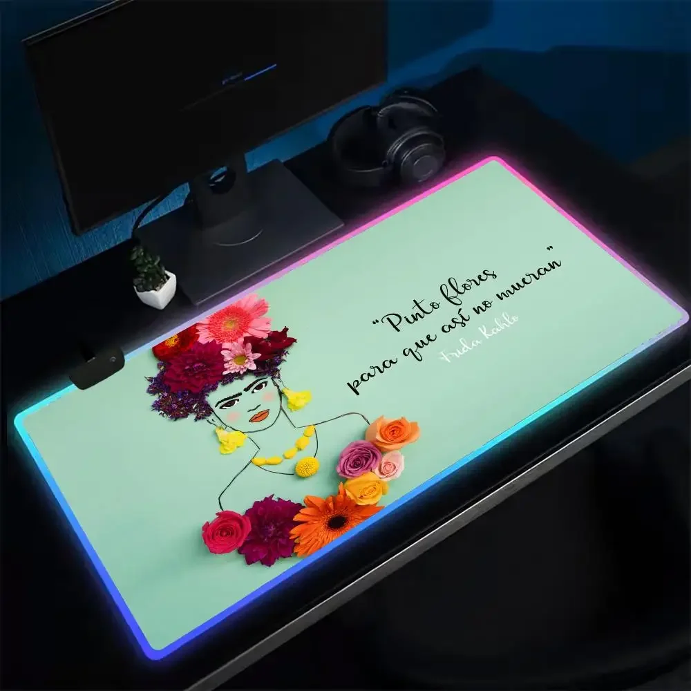 

Art painter F-Fridas Kahlos-S Mouse Pad Anime Gaming Mouse Pad LED Table Pads Backlit Rubber Desktop XXL RGB Desk Mats