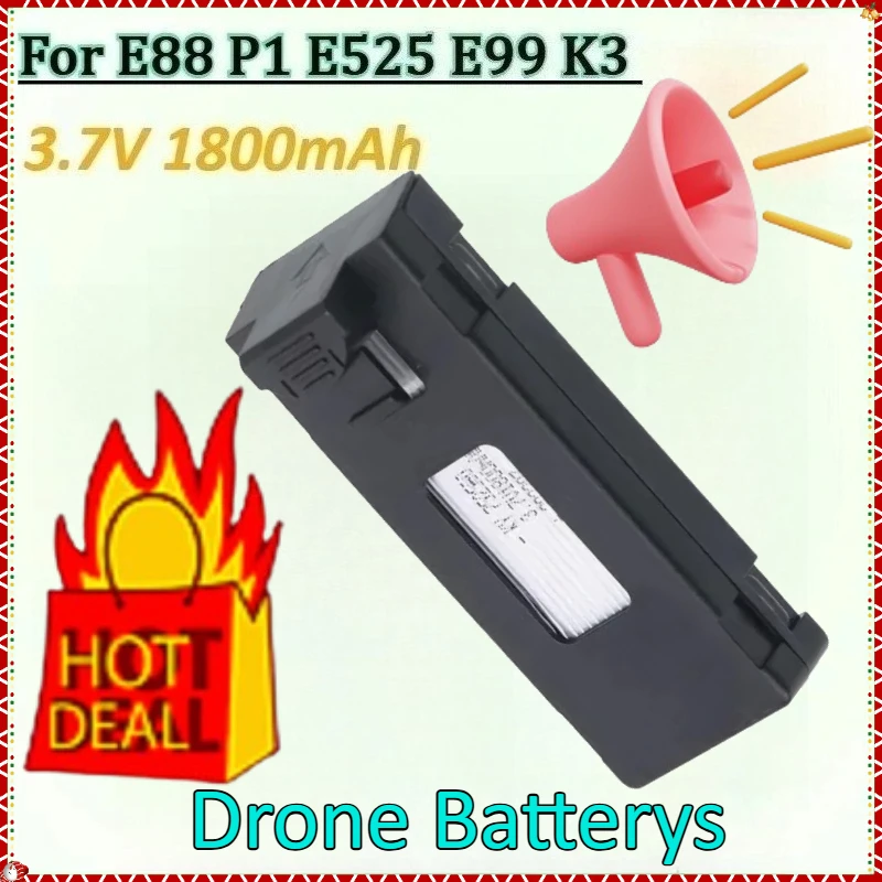 

New 3.7V 1800mAh for E99 E88 P1 E525 K3 RC Drone Replacement Quadcopter Remote Control UAV Battery Li-Ion Rechargeable Battery
