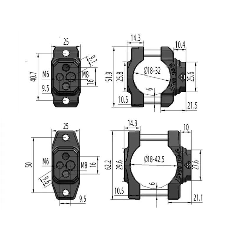 Motorcycle Multi Function Bracket Expansion Fixing Clamp 18-42mm Tube Mounting Universal For Suzuki Honda Harley Benelli Yamaha