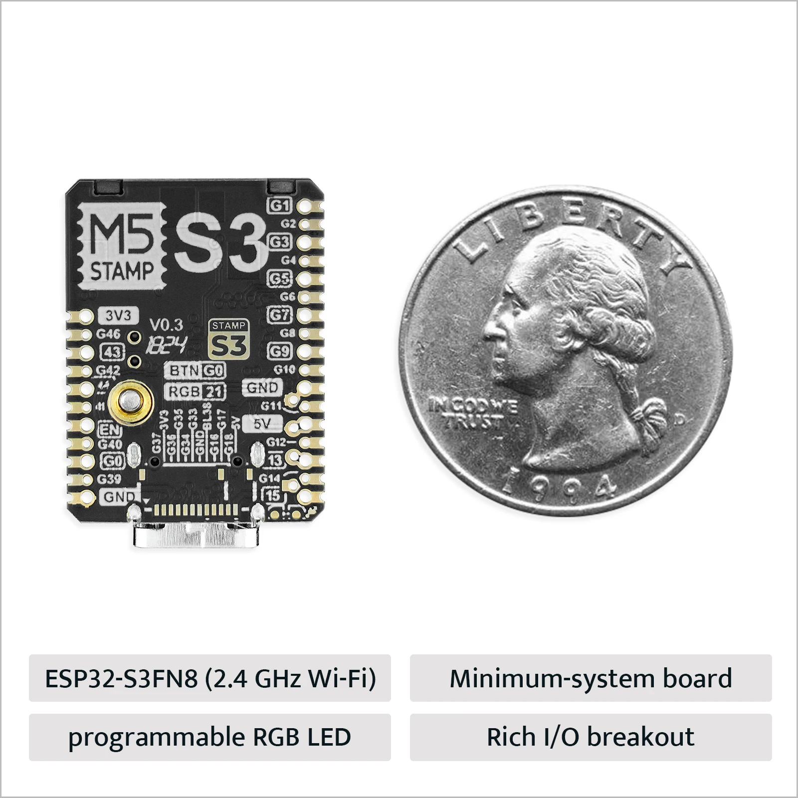 M5Stack Official M5stampS3A ESP32-S3FN8 Module