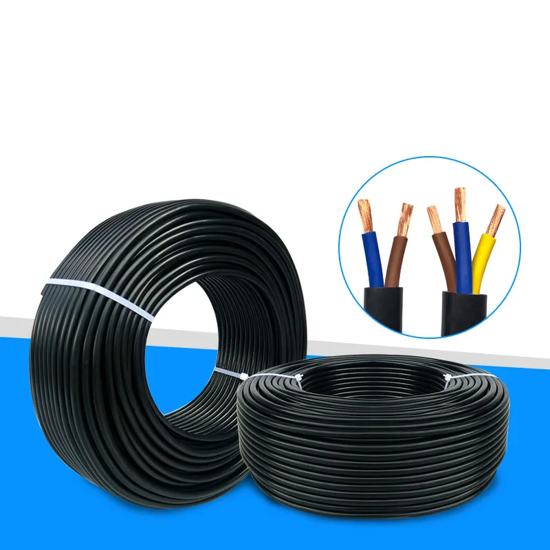 2 Meters Black Cover RVV Copper Core Standard Cable Electrical Wires 2 Core 3 Core 1mm 1.5mm 2.5mm 4mm 6mm Meter Wire