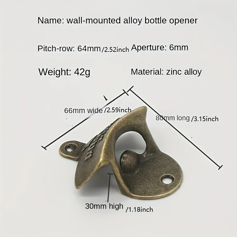 1/2/5/10pcs Vintage Beer Bottle Opener Wall Mount Antique Metal Hardware with Mount Screws for Outdoor Rustic Bar Accessories