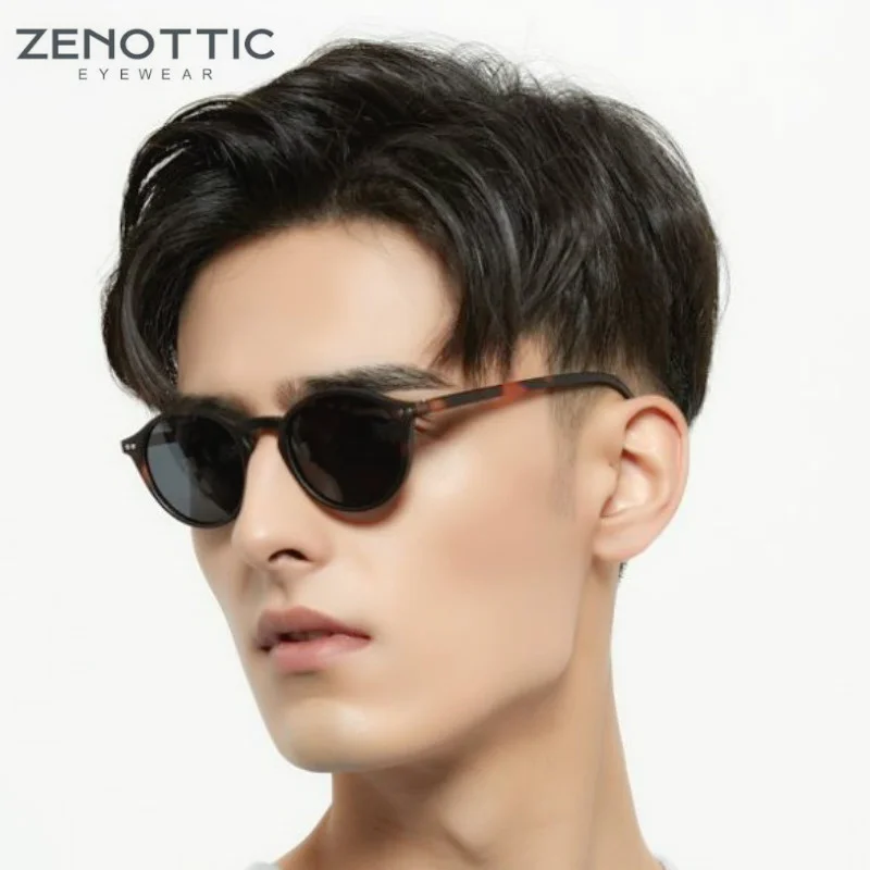 ZENOTTIC Vintage Polarized Sunglasses Men Classical Retro Brand Designer Round Outdoor Driving UV400 Shades Sun Glasses Woman