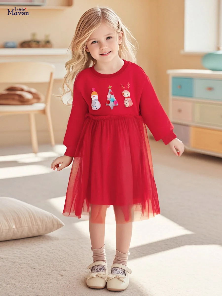 

New Children's Clothing in Europe and the United States Children's Skirts Fall Padded Girls Dress Doll Mesh Children's Skirts