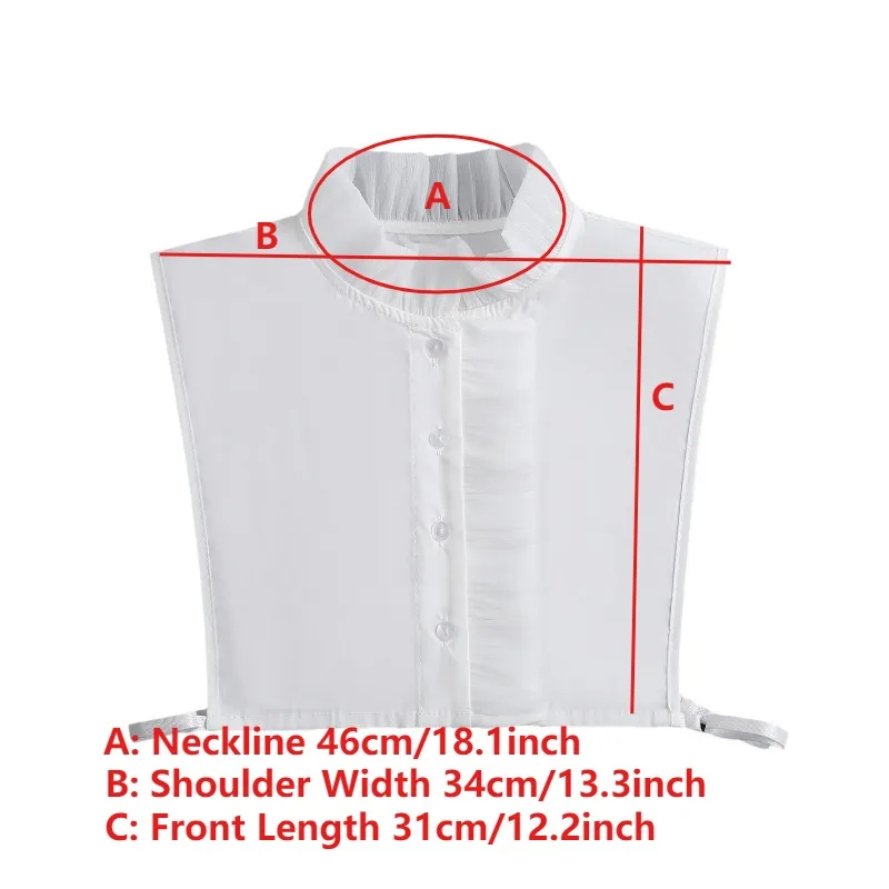 Damen Rüschen Fake Stehkragen Pullover Bottoming Shirt Falscher Kragen Herbst Abnehmbare Halbhemdblusenkrawatten