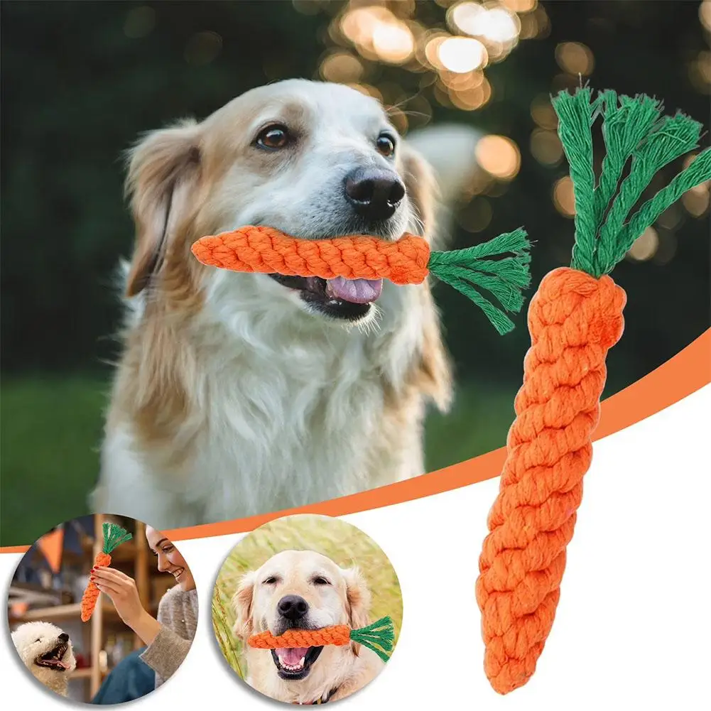 1/3/5/10Pcs Carrot Dog Bite Rope Pet Dog Toys Safe Durable Braided Bite Dog Chew Toys Resistant Puppy Molar Cleaning Teeth Cotto