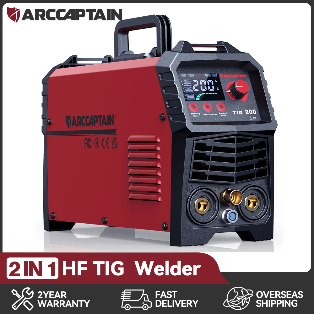 ARCCAPTAIN HF TIG Welding Machine Portable Synergy Digital Contol 2 IN 1 200A DC Inverter High Frequency Tig MMA For Household