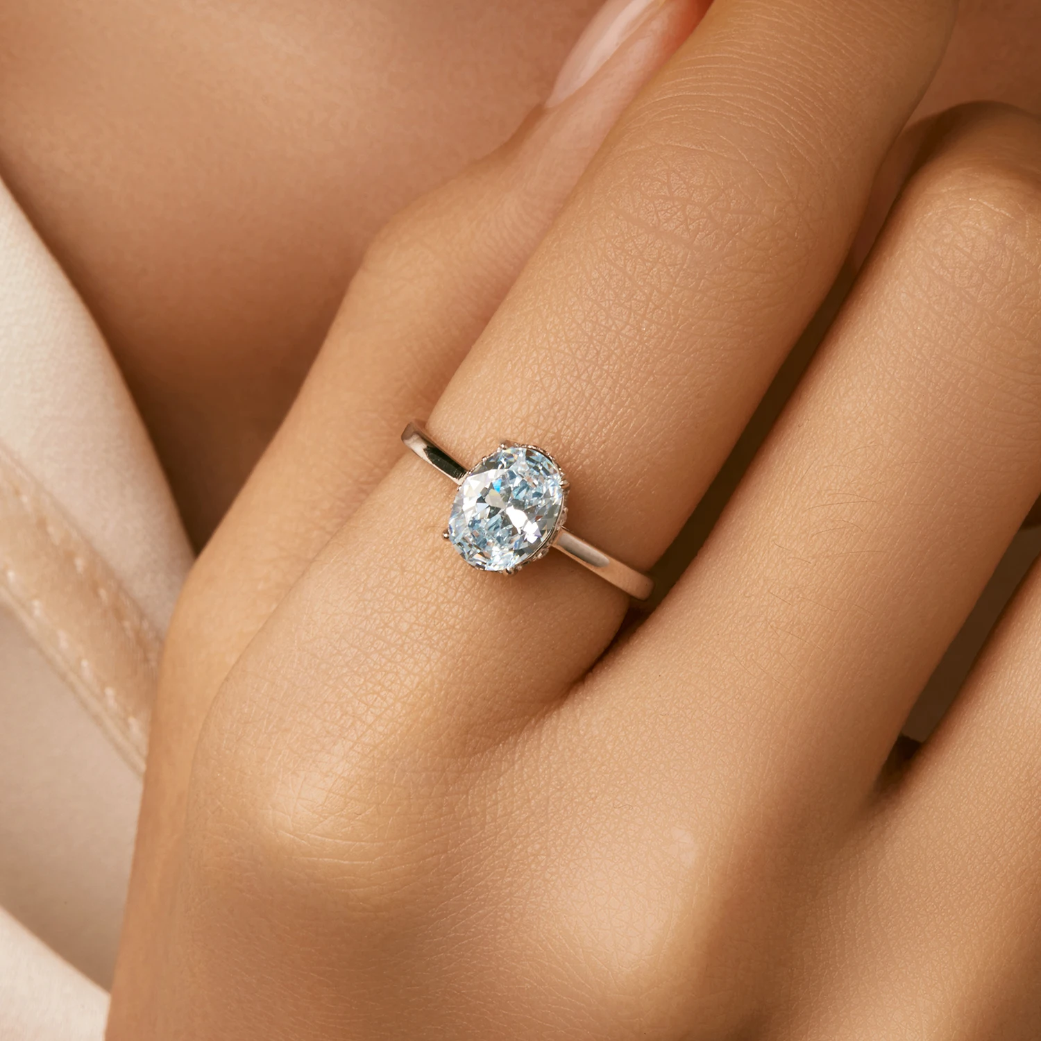 MODIAN Classic Design 925 Sterling Silver Ocean Blue Zirconia Ring Platinum Plated Biżuteria zaręczynowa dla kobiet na prezenty — zdjęcie 3