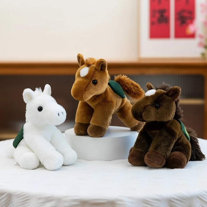 كارتون لطيف السرج المهر دمية النخيل الكنز مقلد زودياك الحصان ألعاب من نسيج مخملي زخرفة دمية هدية عيد ميلاد