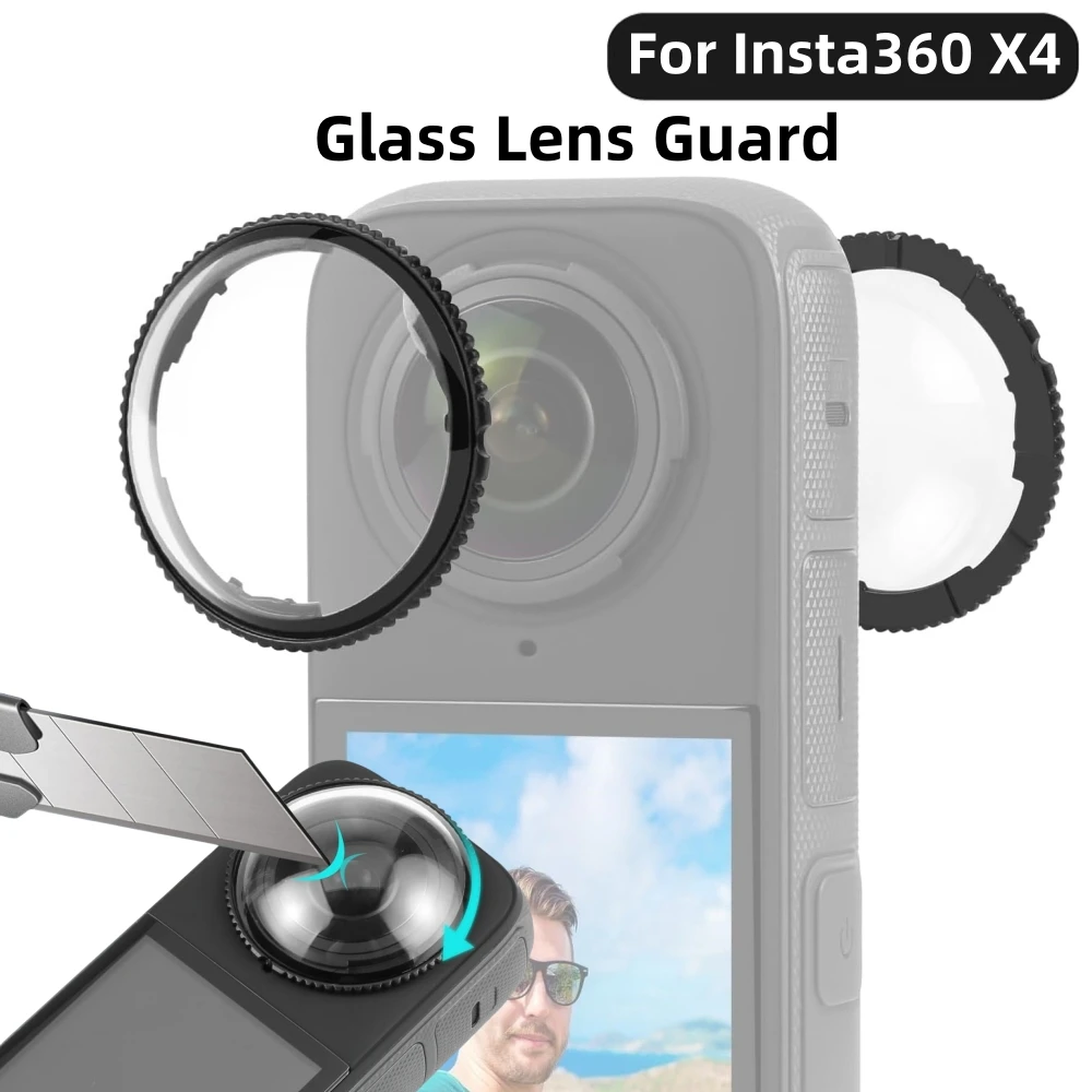 Tempered Glass Lens Guards Cap Screen Protector Anti-Scratch Rotating Cover For Insta360 X4 Camera Accessories Optical Coated