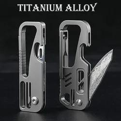 Cuchillo plegable de aleación de titanio Damasco D2, hebilla de BladeClimbing para exteriores, multiherramienta de seguridad, herramientas manuales de autodefensa, Abrebotellas