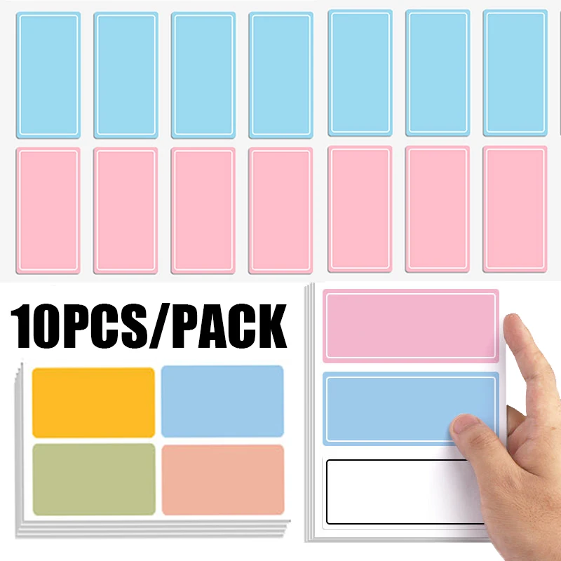 10PCS Self-adhesive Lable Stickers Colorful Handwritten Label Stickers Index Classification Waterproof School Office Supplies