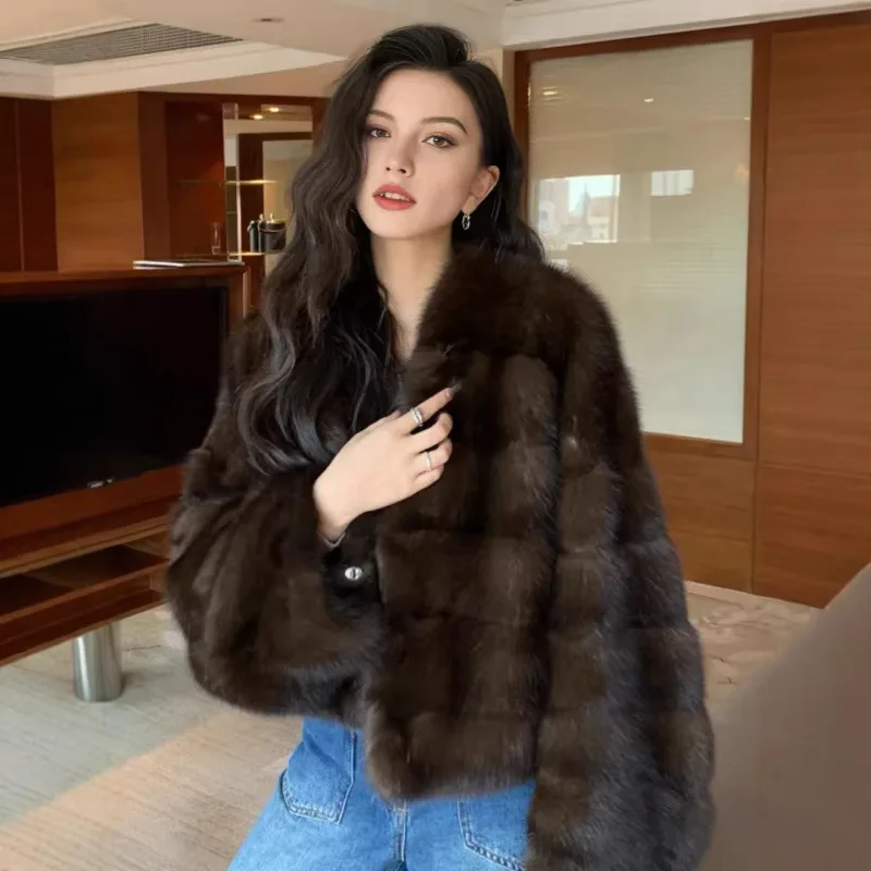 

Новая фиолетовая утепленная модная шуба из искусственного меха с V-образным вырезом для женщин, осень-зима 2025, с длинными рукавами, для повседневной носки