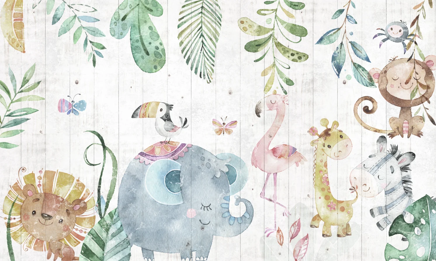 Custom cartoon wallpaper Pink City forest animal wood grain children's room TV sofa background wall painting 3d wallpaper