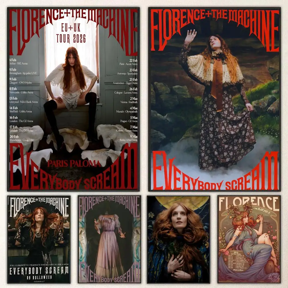 Singer Florence and the Machine Poster Self Adhesive Waterproof PP Poster Coffee Shop Bar Wall Sticker Home Room Decor Wall Art