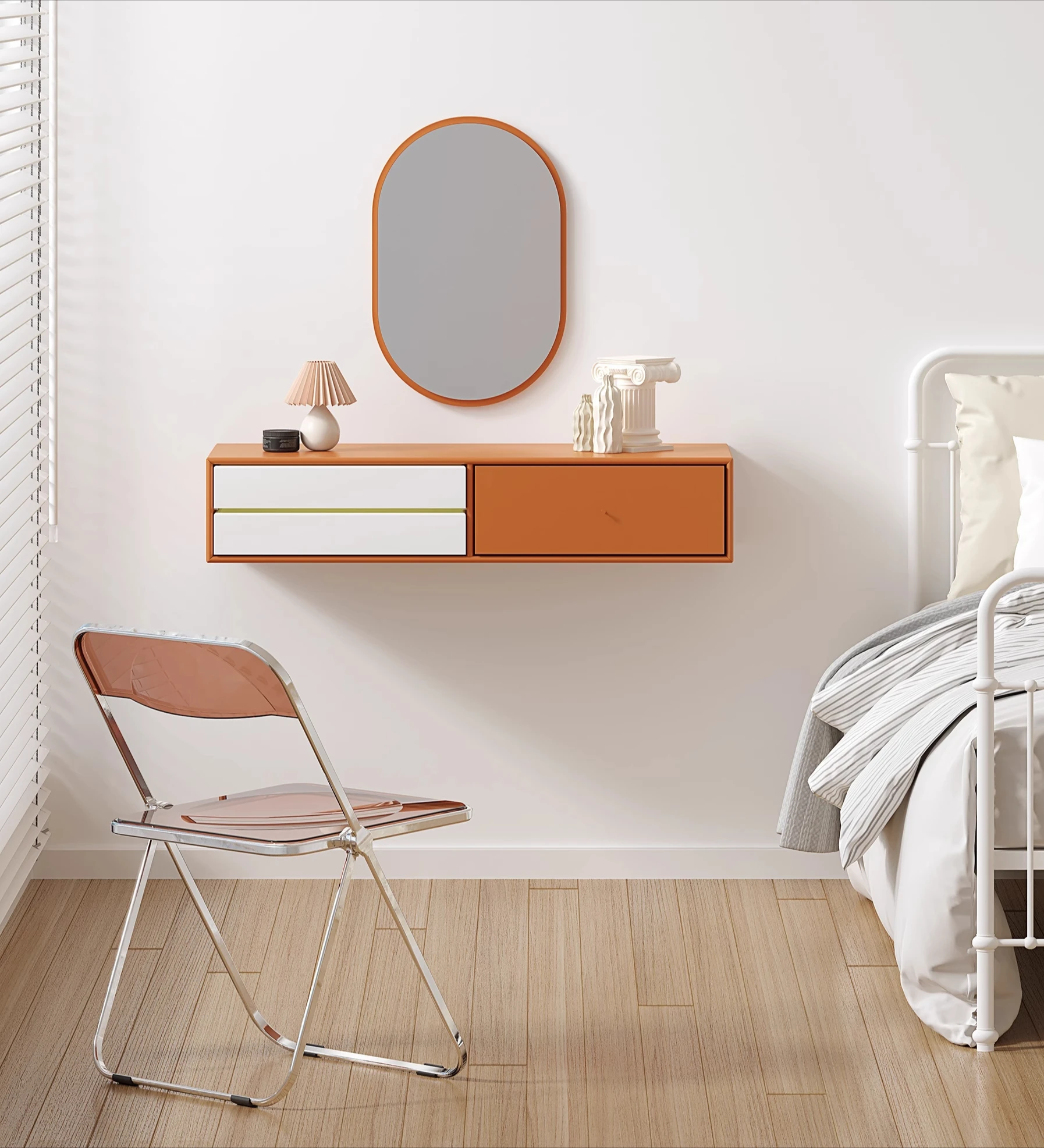 

Modern simple contrasting color dresser bedroom ins style light luxury art style wall hanging Nordic