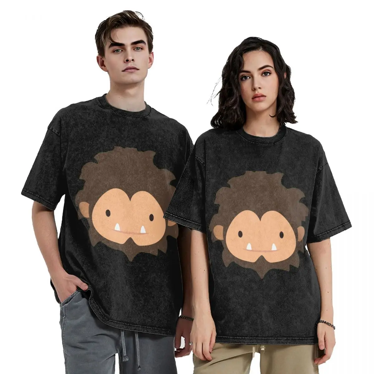 Sneaky Sasquatch Big Head Hip Hop Short Sleeve T-Shirts Washed Tops Tees Streetwear T Shirt Casual for Men Women