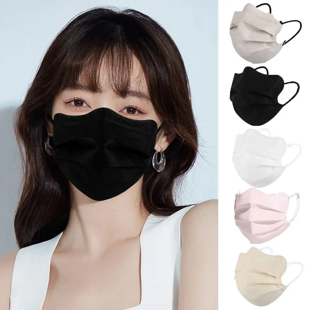 50 buah masker wajah sekali pakai desain bentuk kupu-kupu perawatan kesehatan masker wajah Anti debu warna Morandi 3 lapis penutup pelindung wajah