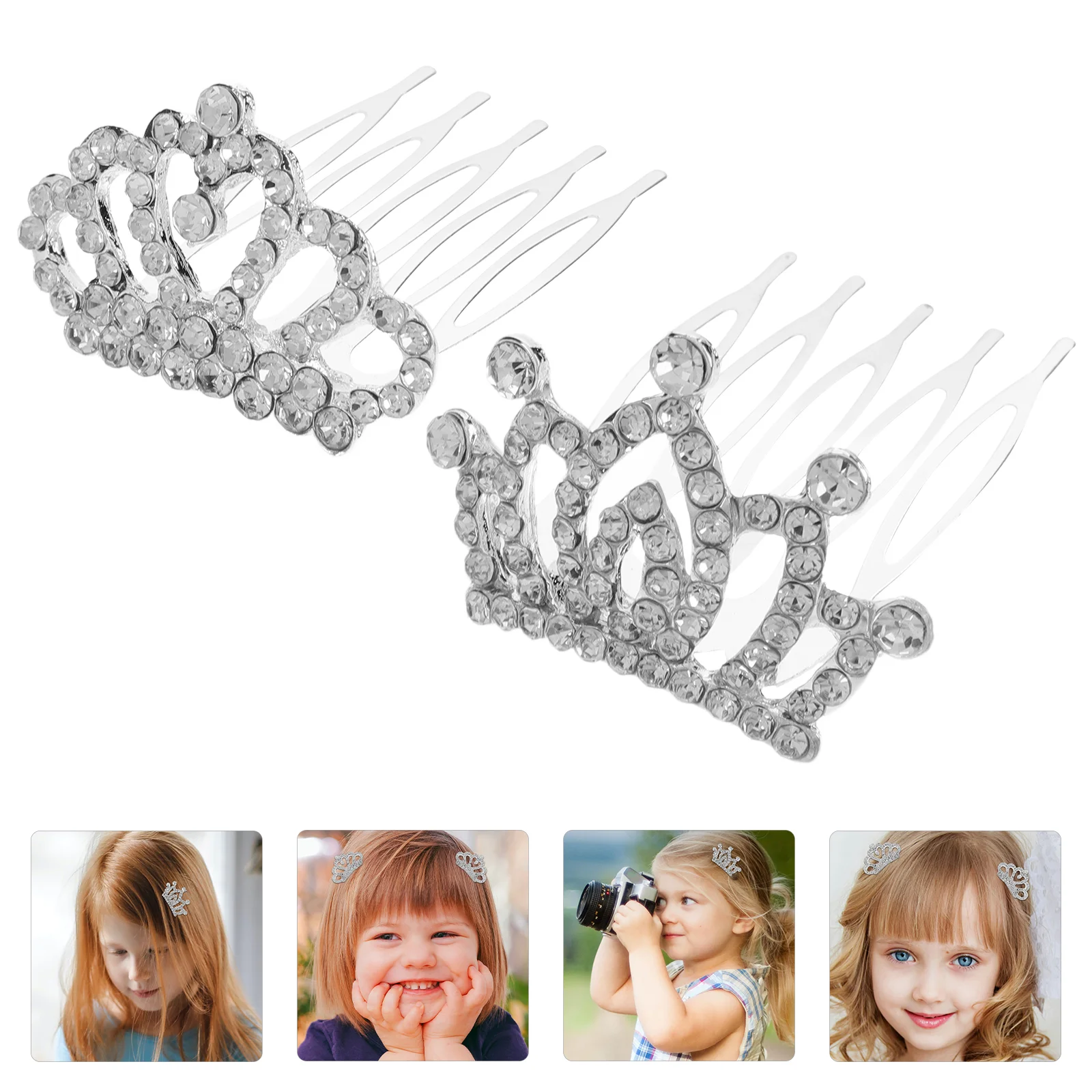 

12pcs Children's Small Crown Hair Comb Fashion Rhinestone Hairbrush Headbands Hair Accessories (2 Patterns Each 6pcs)