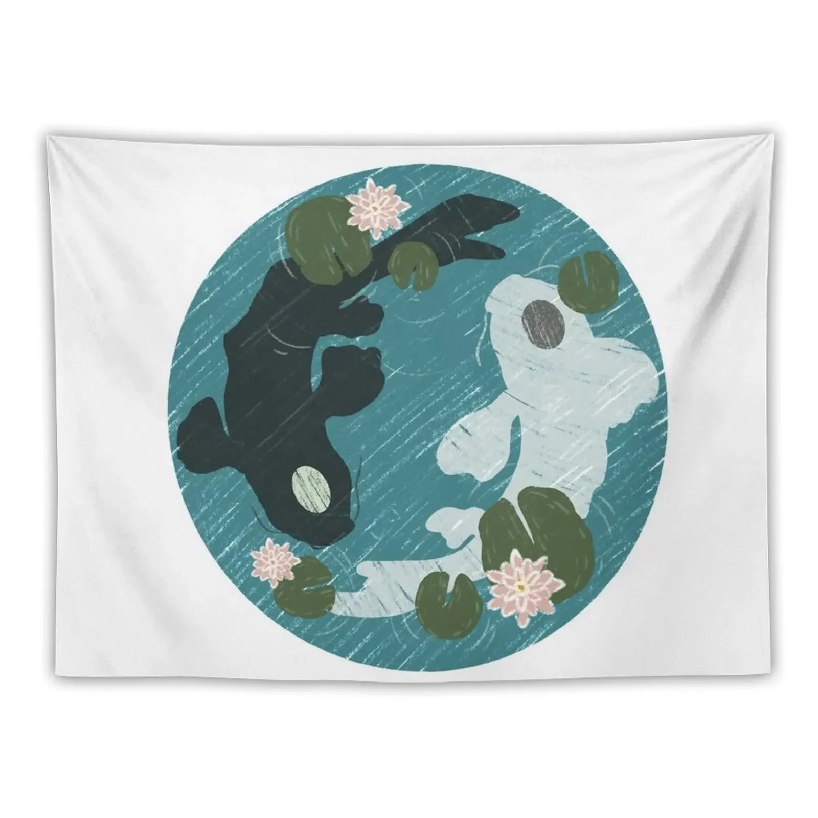 Yin Yang Koi Fish Pond Tapestry Room Decoration Aesthetic Home Decorating Tapestry