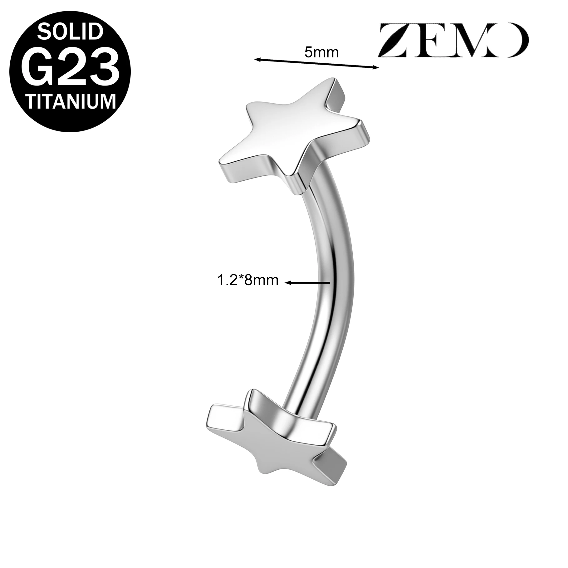16G Titanium Eyebrow Ring with Star Zircon Earring