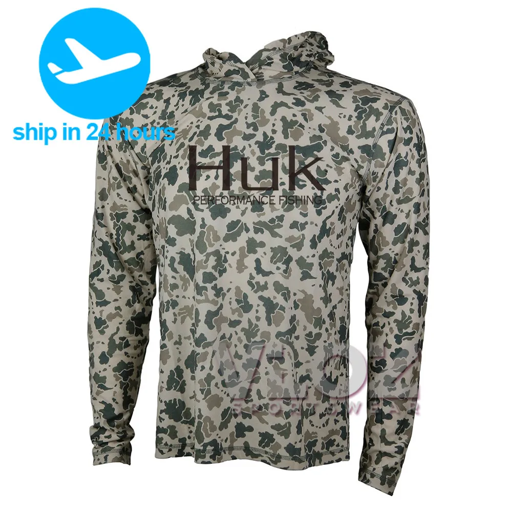 

HUK Fishing Hoodie Long Sleeve Uv Protection Sweatshirt Men Camouflage Fishing Clothing Camisa De Pesca Breathable Angling Tops