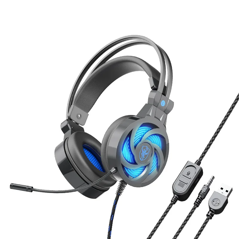 

Auscultadores de ouvido de gato PS5 com luz LED RGB Flexível Mic Gaming Headset 3.5mm 3D Surround Sound Computer Earphones para