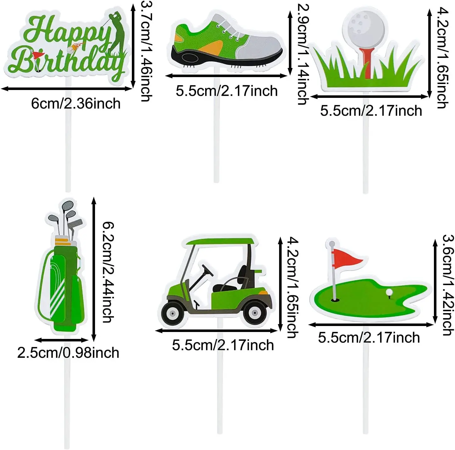 Golf Happy Birthday Cake Topper Shoes Car Ball Wedding Kids Boys Party Cake DIY Baking Cupcake Toppers Decoration Baby Shower