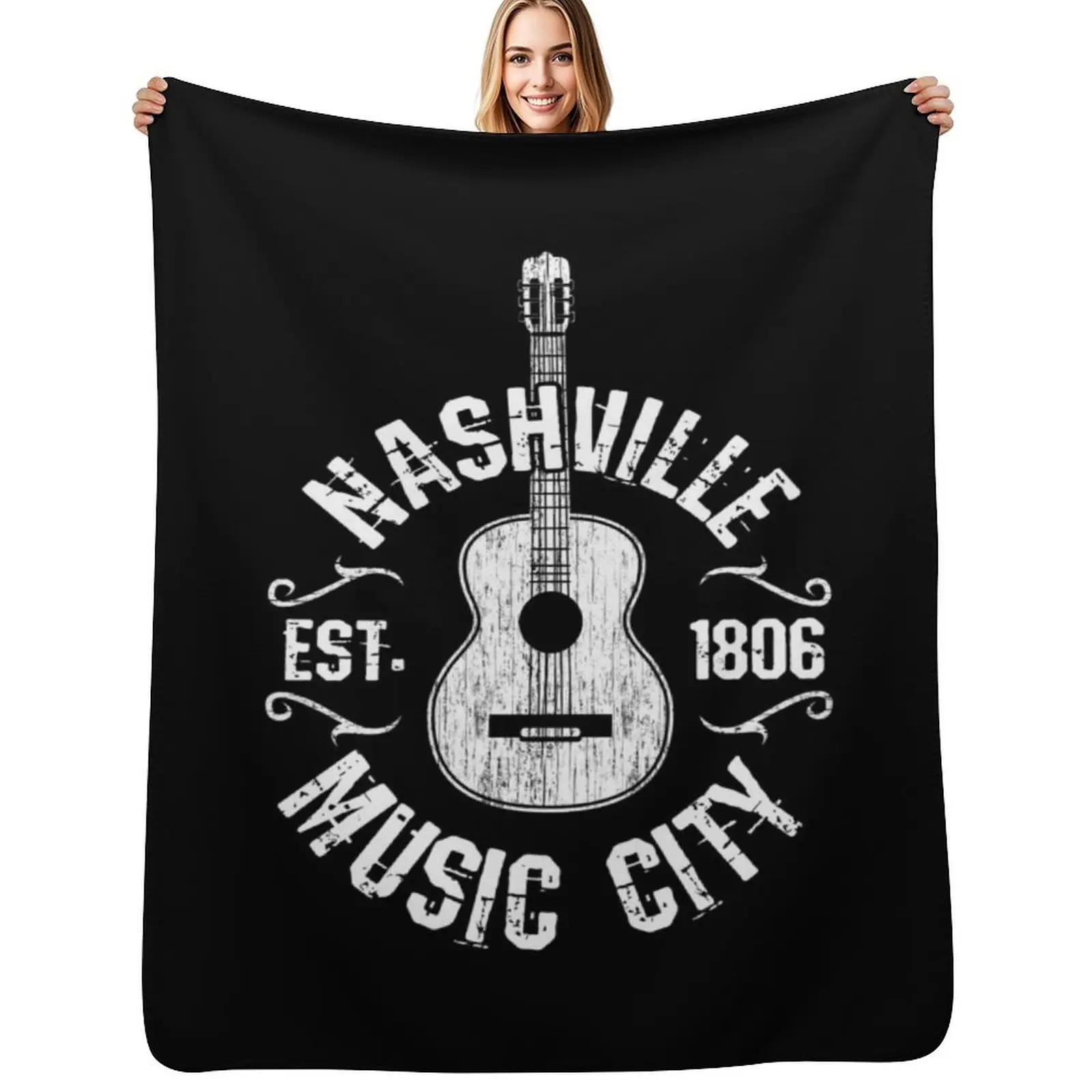 

Nashville Music City USA Country Music Gift Throw Blanket Furrys Sofa Throw Retros Kid'S Blankets