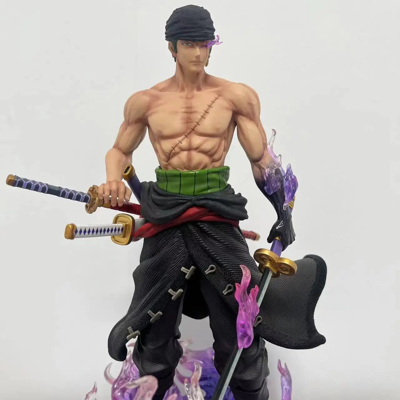 35cm One Piece GK Burning Enma Zoro Three Heads Six Arms Ashura Sauron Anime Statue Model Ornament Boxed Figures Collectible Toy