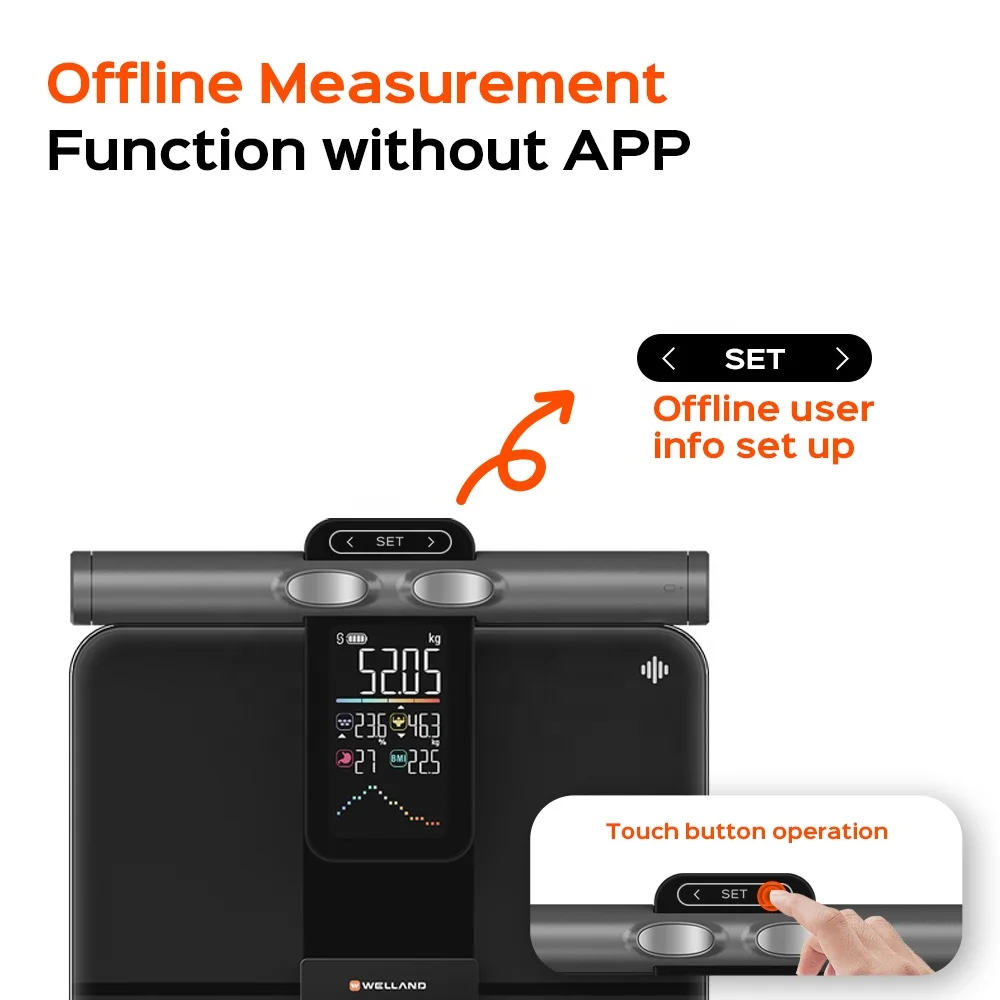 Colorful VA Screen Digital Smart Scale Full Body Composition Data Heart Rate & Body Fat Reading with Body Analysis App