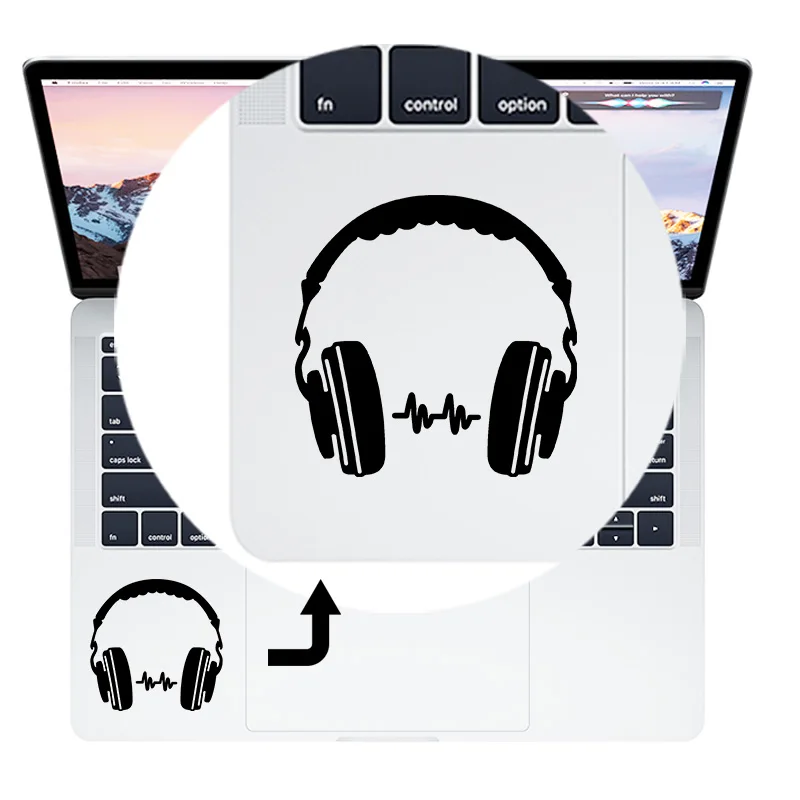 DJ Headphone Music Trackpad Decal Vinyl Laptop Sticker for Macbook Air 13 Pro 14 16 Retina 12 15 Inch Mac Skin HP Notebook Decor