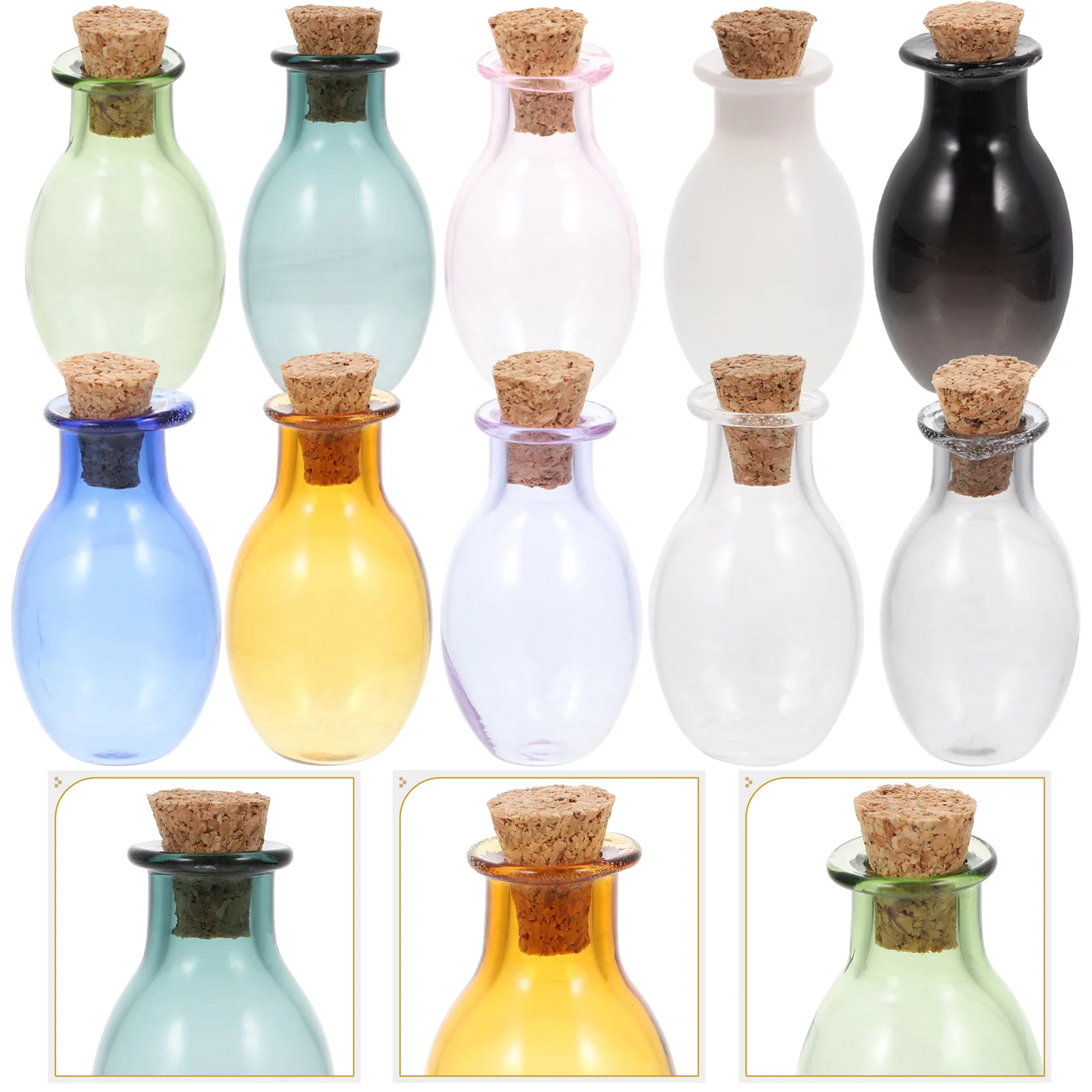 10 Pcs Mini Glass Bottle Wishing Jars Bottles Decorative Storage Cases for Collectibles