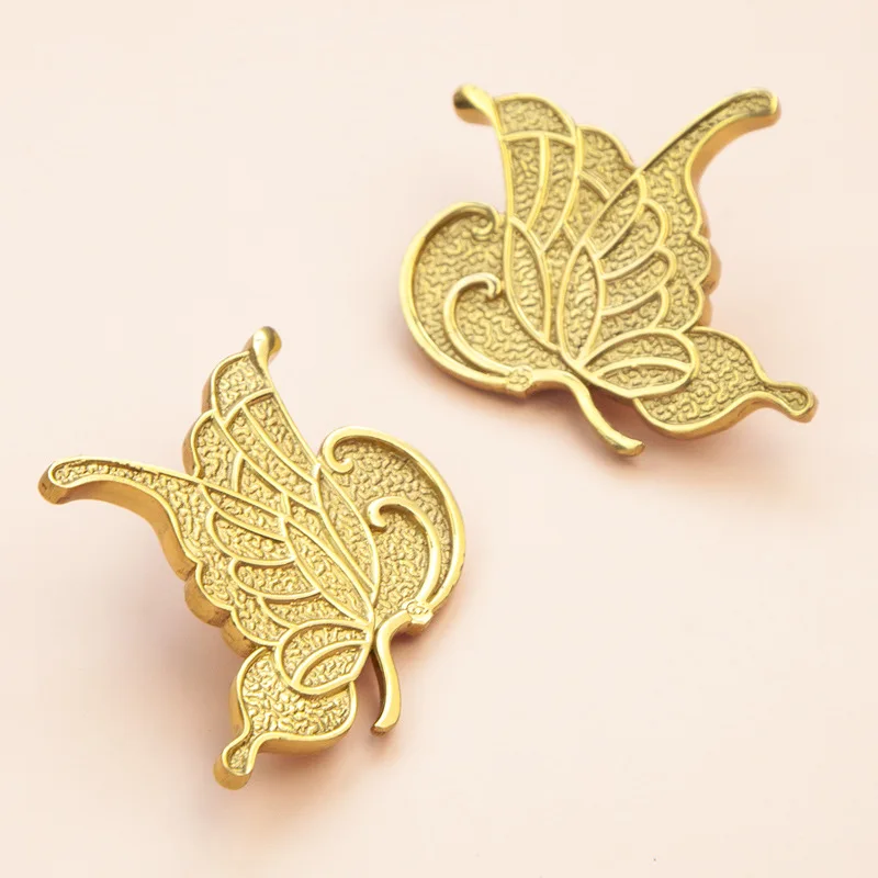 Exquisite 4PCS/4Pairs Solid Brass Butterfly Furniture Pulls Handles Drawer Knobs Cupboard Wardrobe Dresser TV Wine Cabinet Pulls