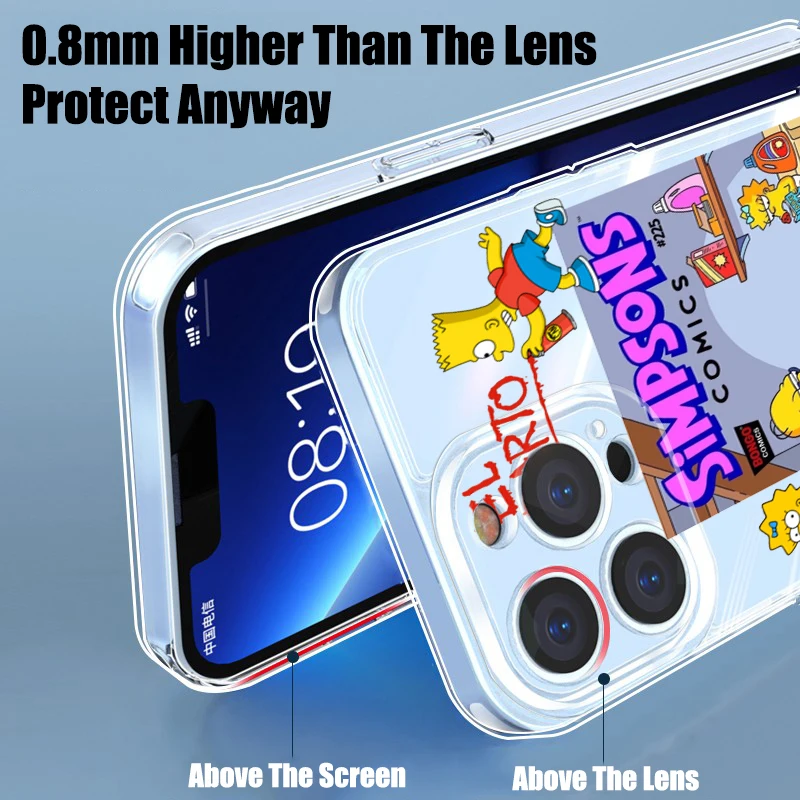 جراب هاتف Simpsons omer Bart Disney ، غطاء شفاف لهواتف Apple iPhone 15 و 14 و 13 و 12 و 11 و SE و XS و XR و X و Mini و Plus و Pro و Max