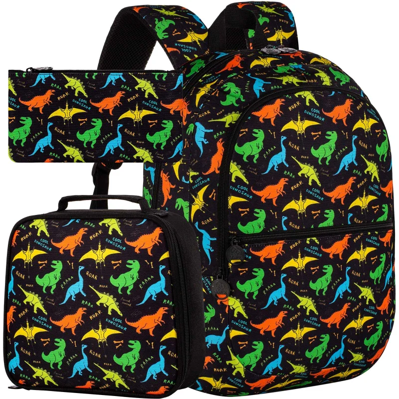 

16,5-дюймовый рюкзак с динозавром для мальчиков, набор детских книжных сумок из 3 предметов для детского сада/дошкольного возраста/экулы начальной школы