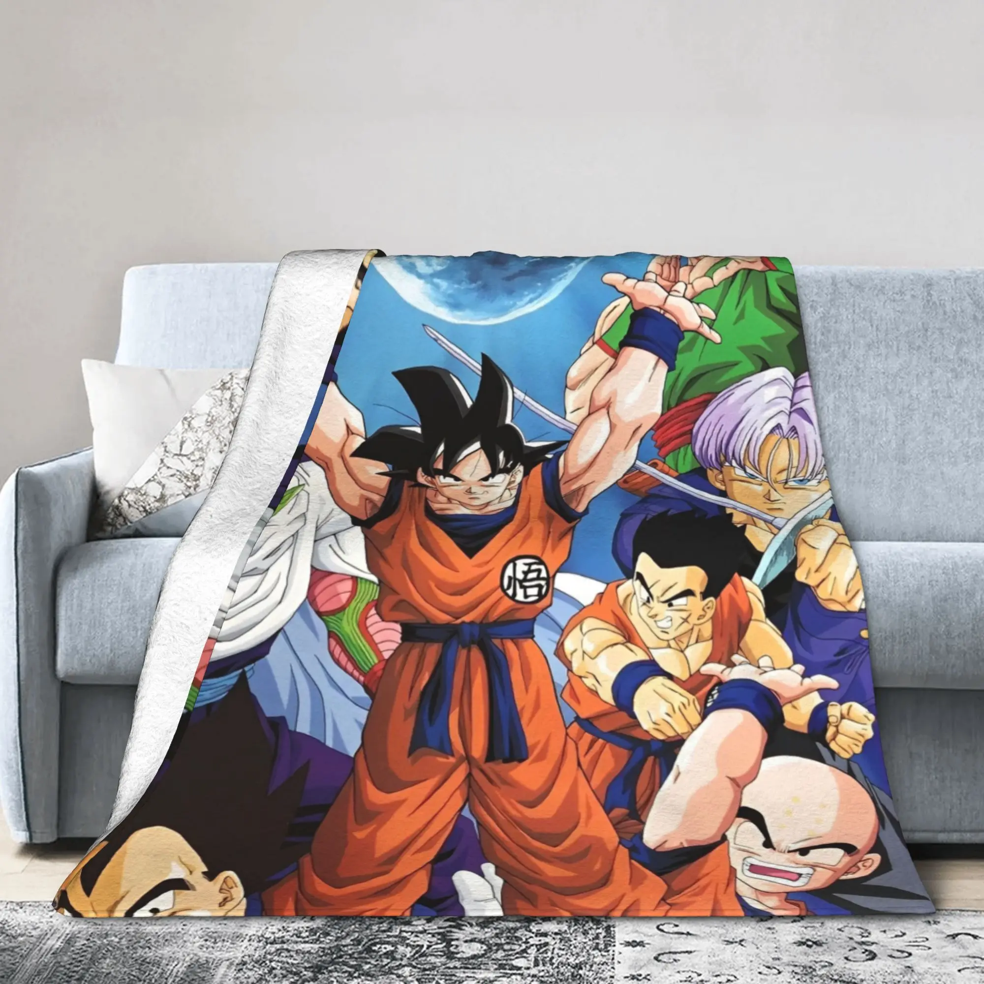 DBZ Anime Knitted Blankets Flannel  Super Warm Throw Blankets for Bed Bedroom Quilt